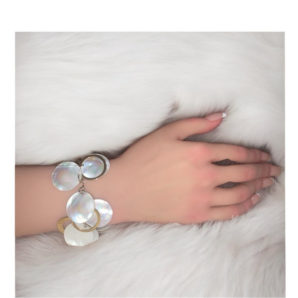 Talbot’s Mother of Pearl Shell Statement Goldtone Bracelet